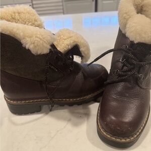 Blondo Dark Brown Shearling Waterproof Hiking Boots